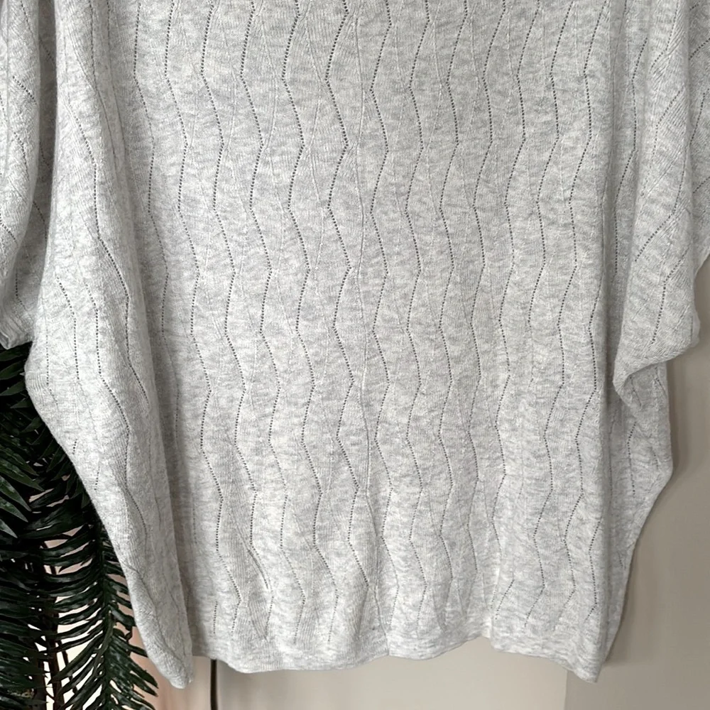 Smartwool Zig Zag Knit Sweater Dolman Sleeves Light Gray Pullover Pointelle